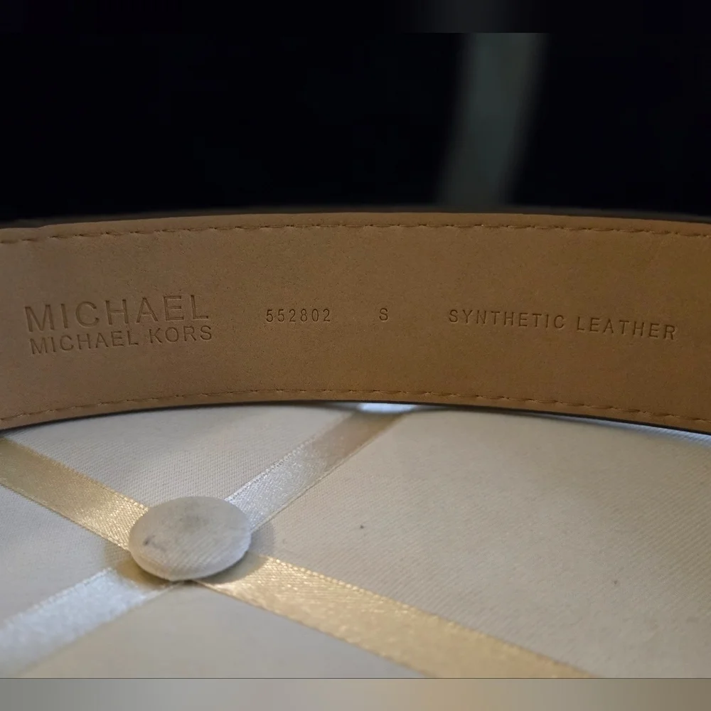 Michael Kors Monogram Belt with Gold Buckle Tan Brown